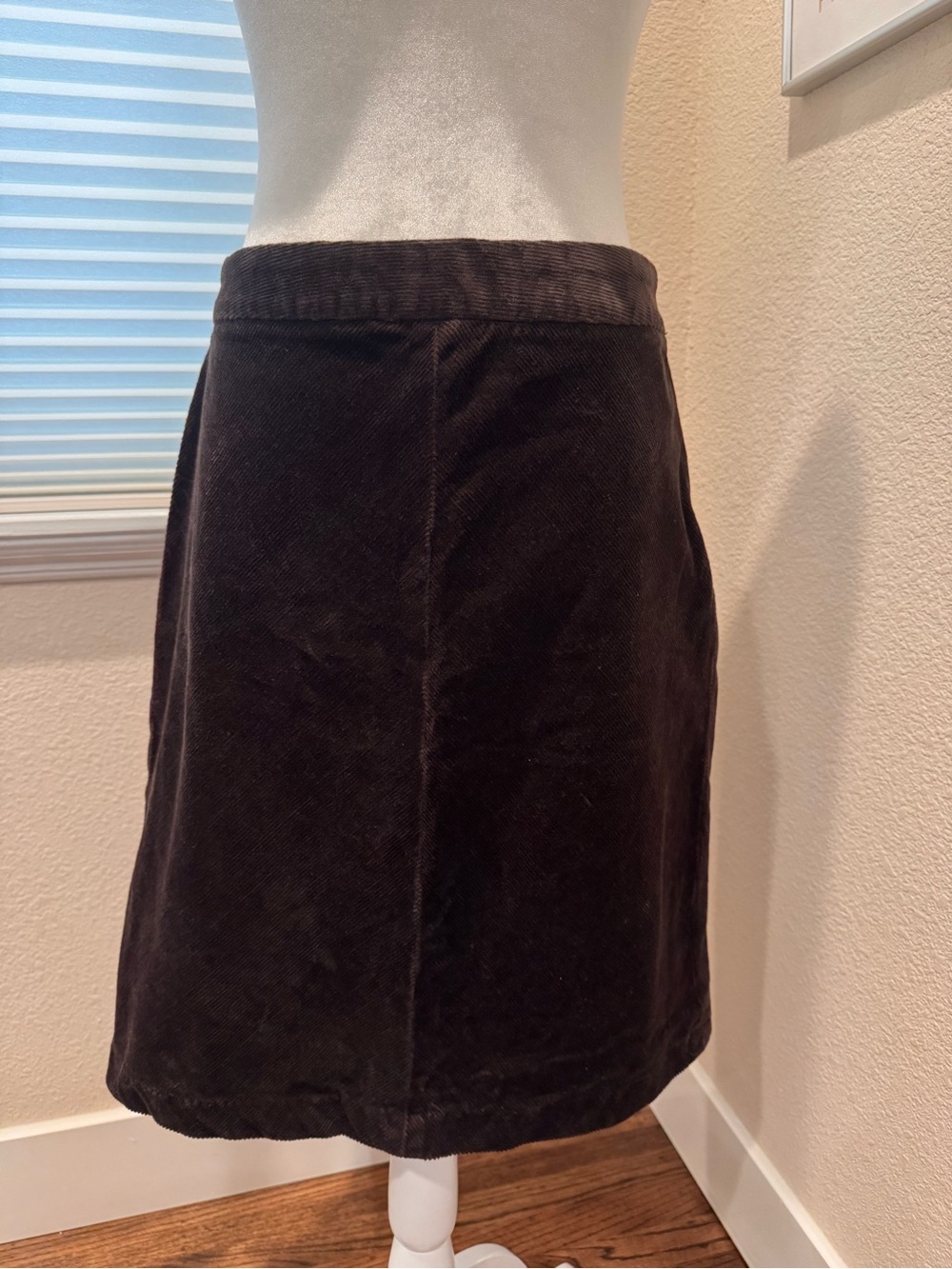 Classic Dark Brown Corduroy A-Line Skirt
